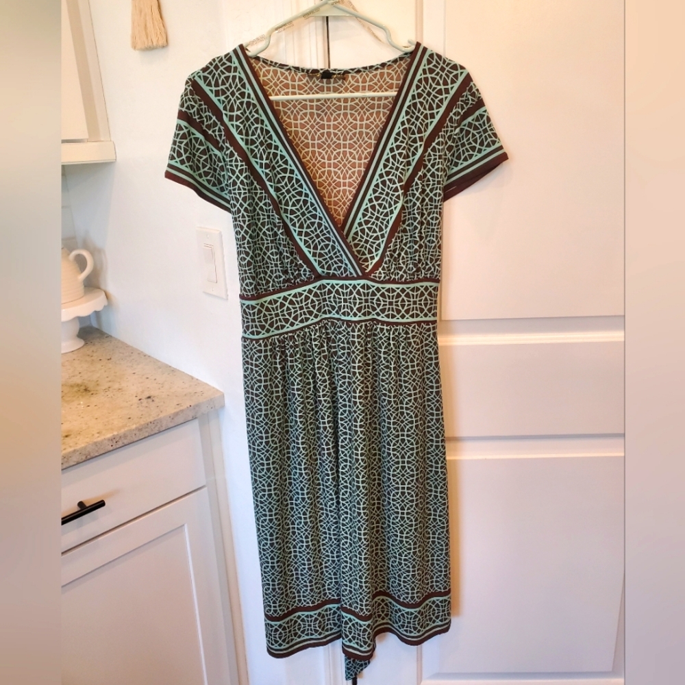 Green & brown dress by City Triangles, 2X (fits XL & 1X best)